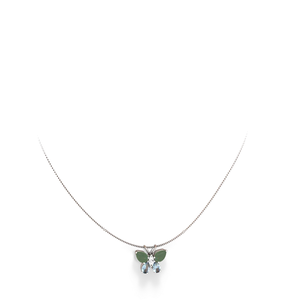 Jade Butterfly 14K White Gold pendant P2215