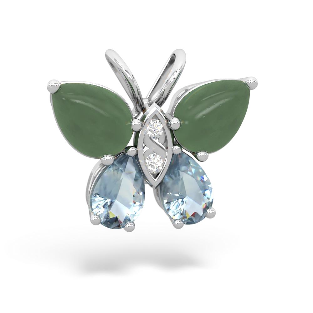 Jade Butterfly 14K White Gold pendant P2215