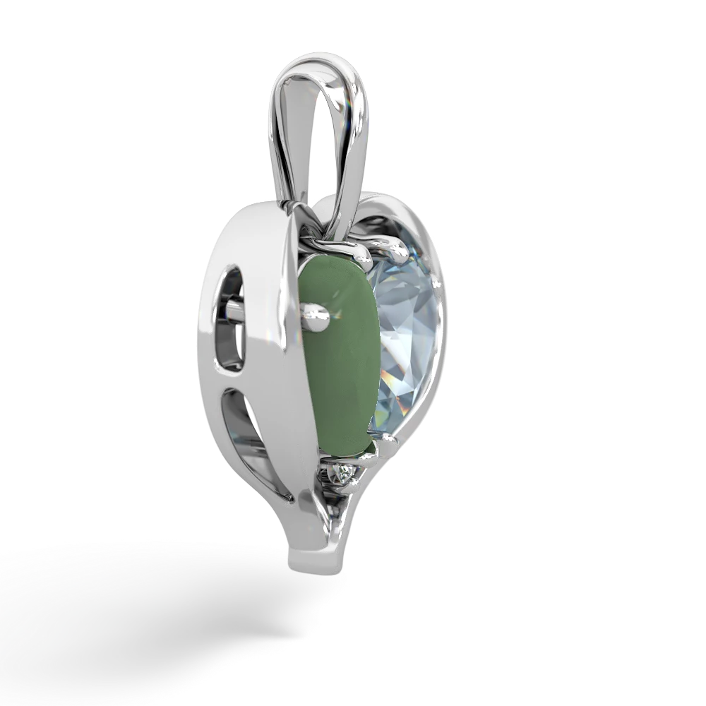 Jade Two Become One 14K White Gold pendant P5330