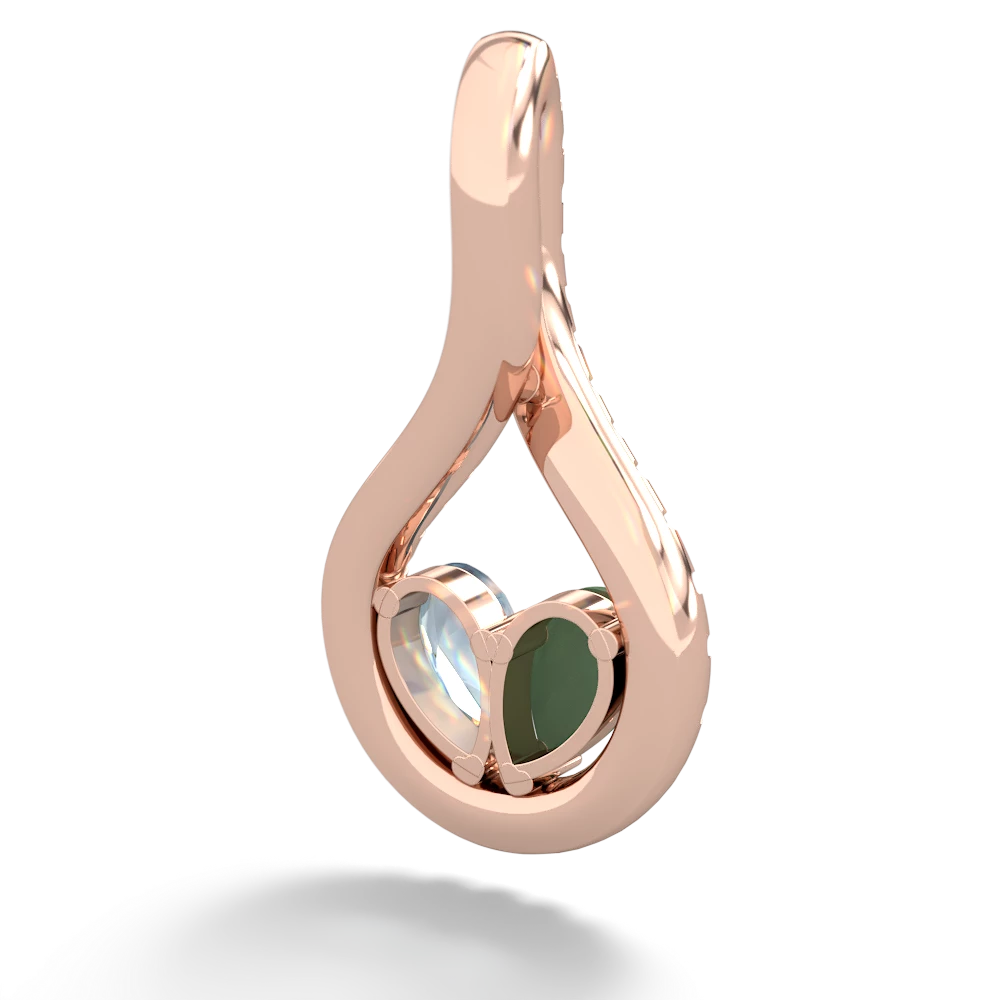 Jade Pave Twist 'One Heart' 14K Rose Gold pendant P5360