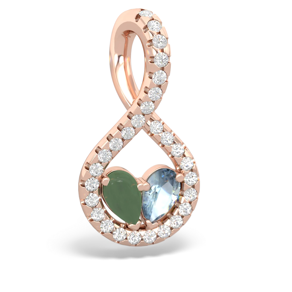 Jade Pave Twist 'One Heart' 14K Rose Gold pendant P5360