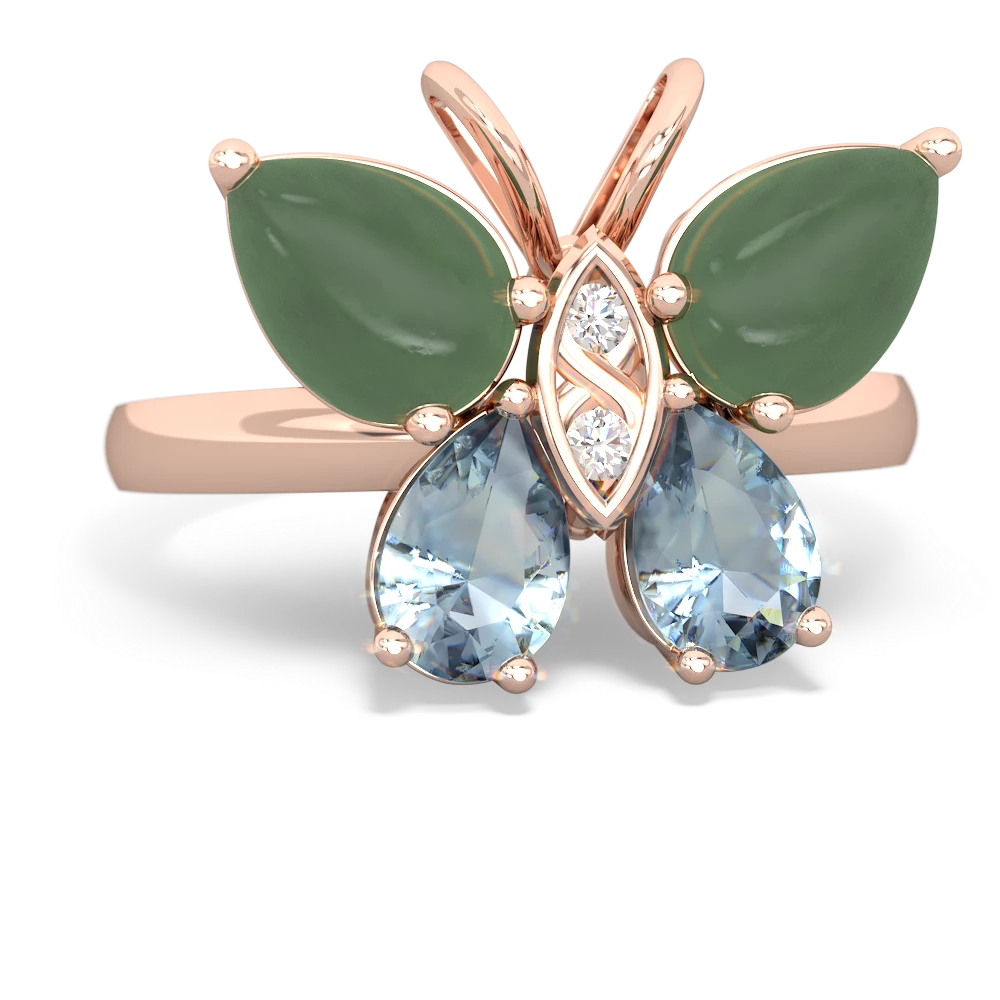 Jade Butterfly 14K Rose Gold ring R2215