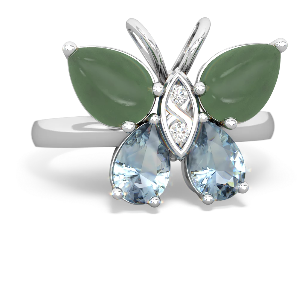 Jade Butterfly 14K White Gold ring R2215