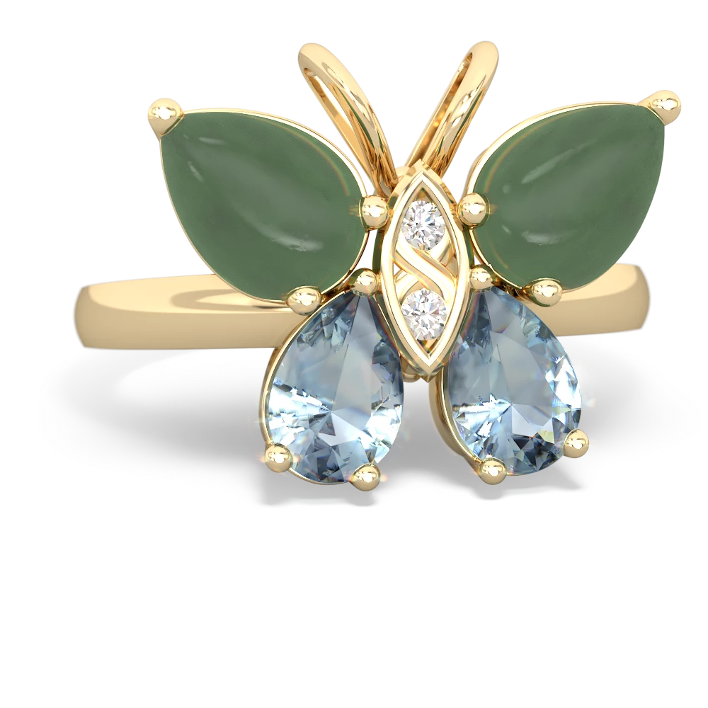 Jade Butterfly 14K Yellow Gold ring R2215