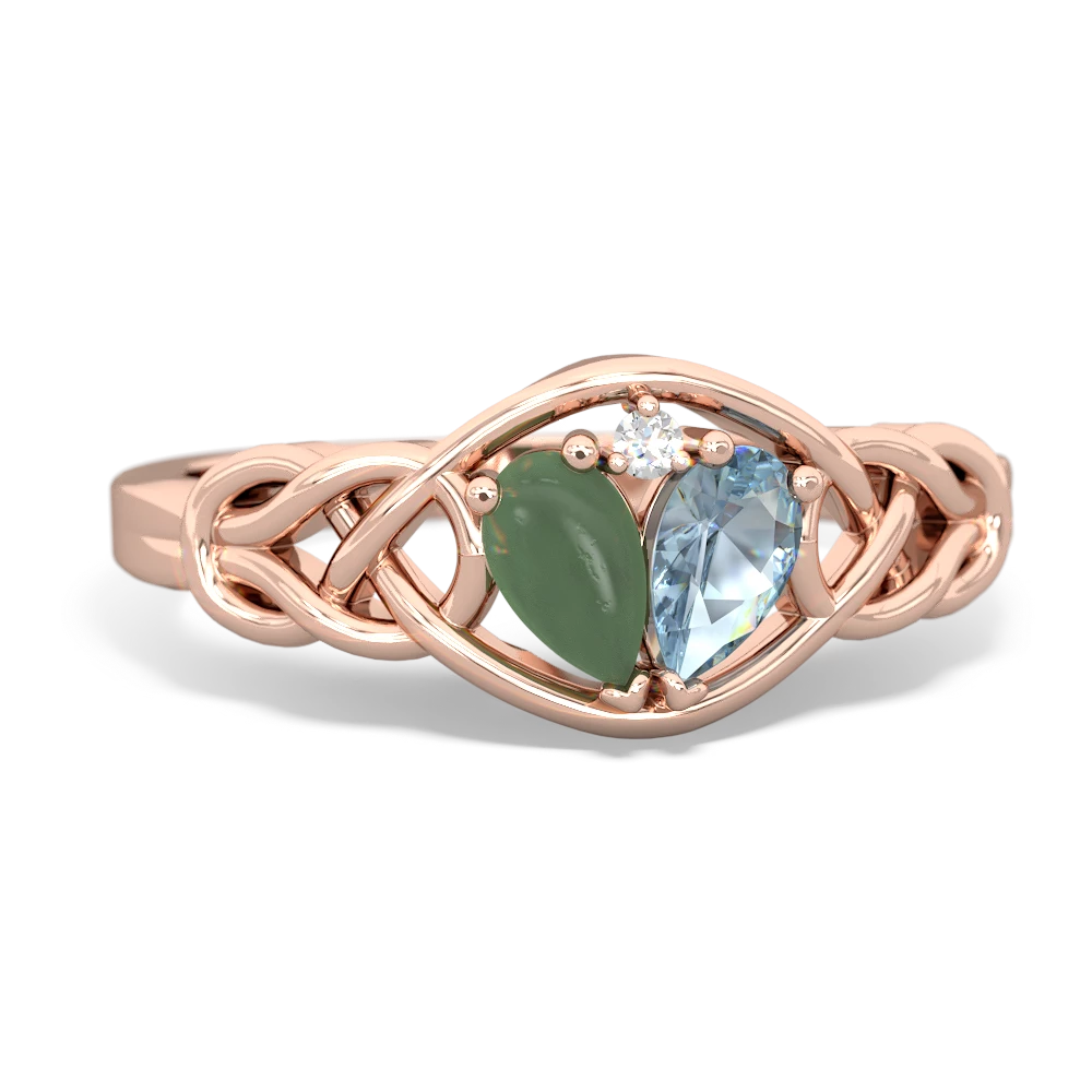 Jade Celtic Love Knot 14K Rose Gold ring R5420