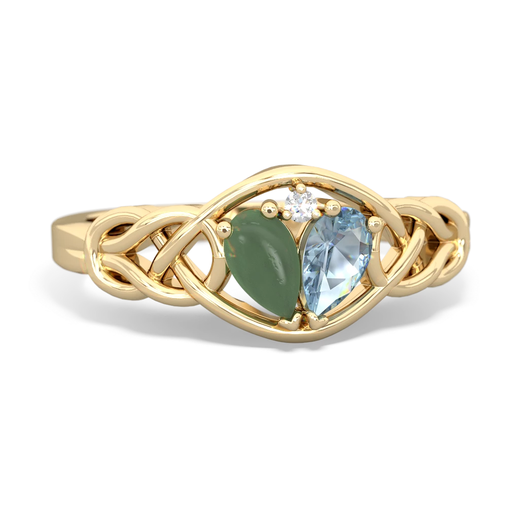 Jade Celtic Love Knot 14K Yellow Gold ring R5420