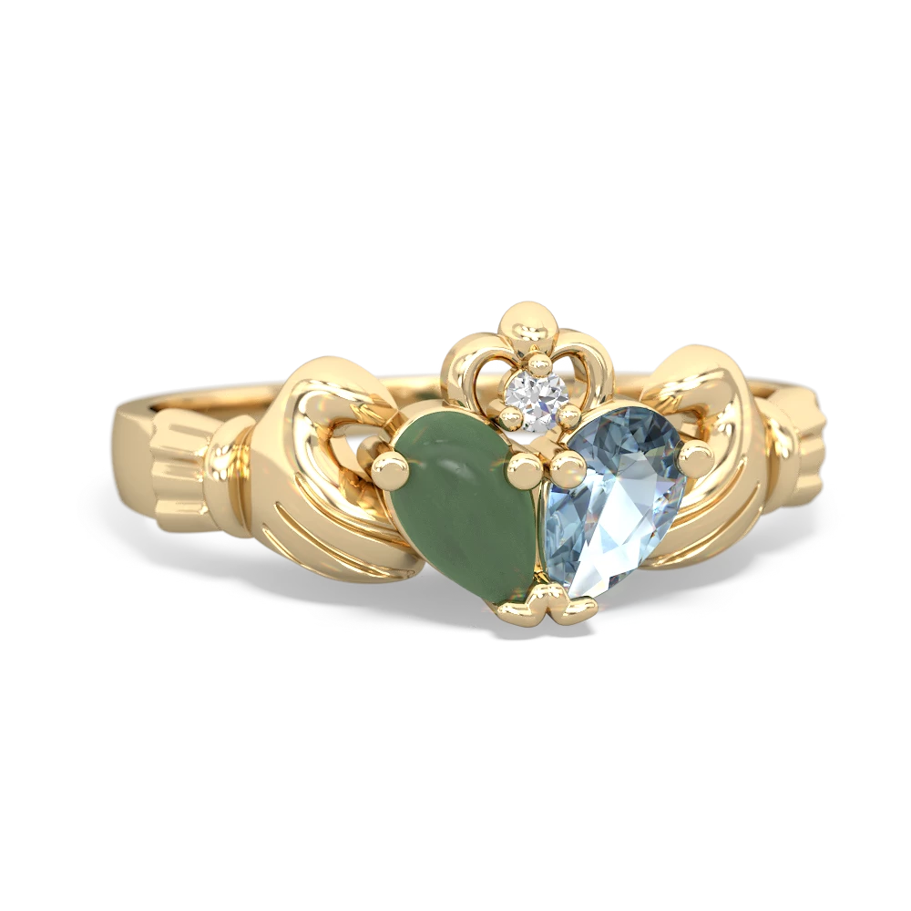 Jade 'Our Heart' Claddagh 14K Yellow Gold ring R2388