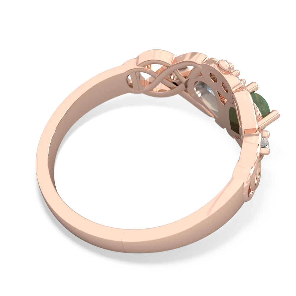 Jade 'One Heart' Celtic Knot Claddagh 14K Rose Gold ring R5322