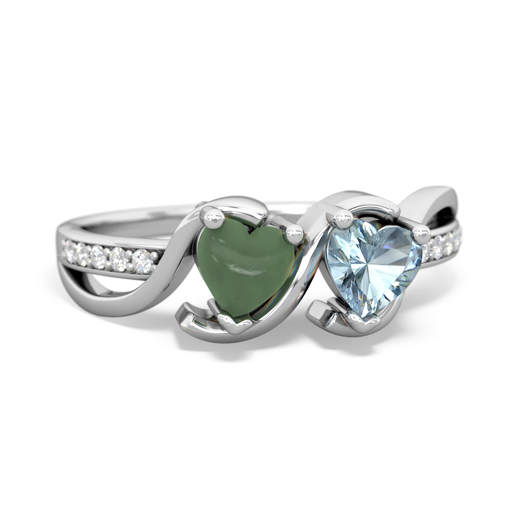 Jade Side By Side 14K White Gold ring R3090