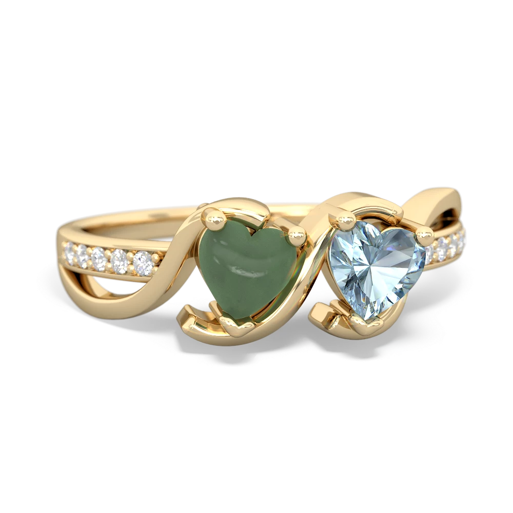 Jade Side By Side 14K Yellow Gold ring R3090