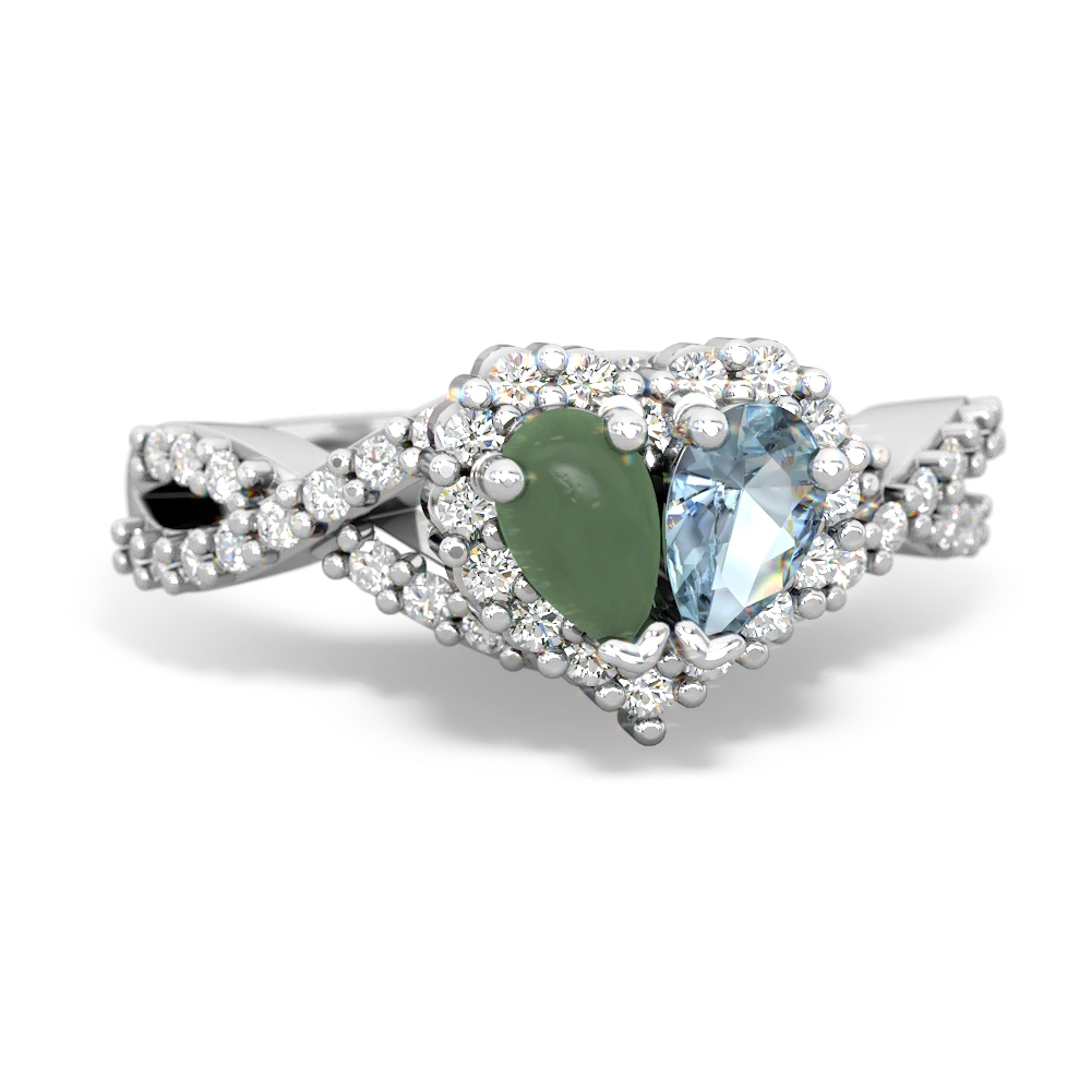 Jade Diamond Twist 'One Heart' 14K White Gold ring R2640HRT