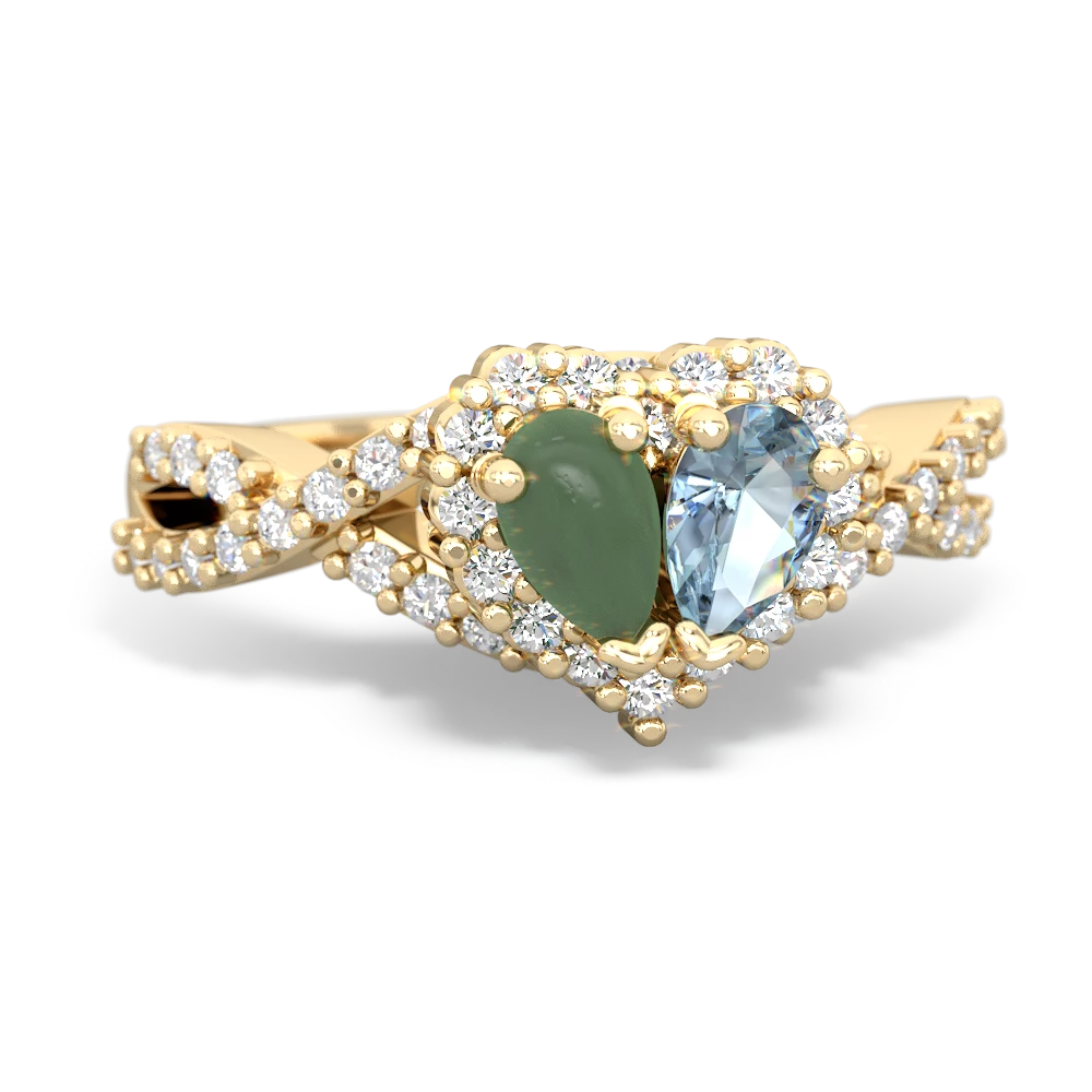 Jade Diamond Twist 'One Heart' 14K Yellow Gold ring R2640HRT