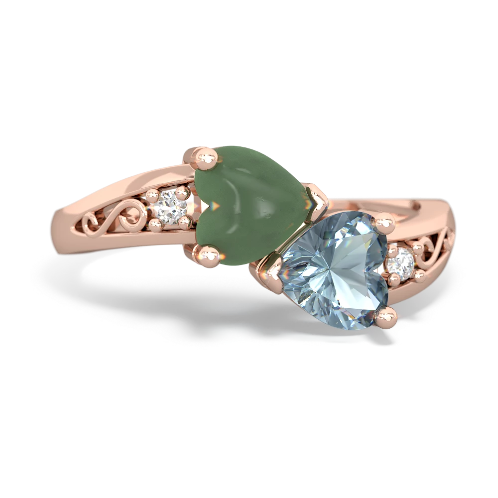 Jade Snuggling Hearts 14K Rose Gold ring R2178