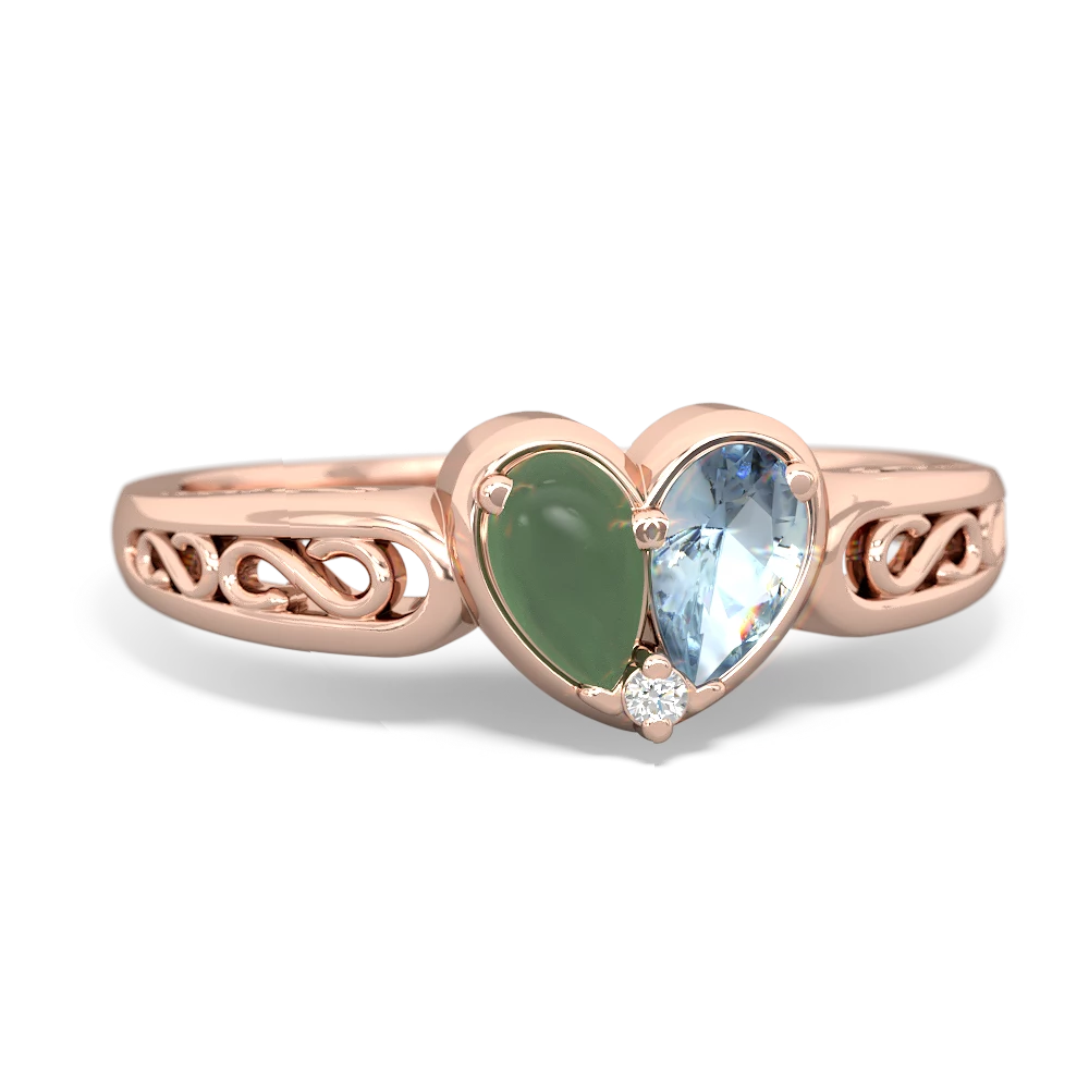 Jade Filligree 'One Heart' 14K Rose Gold ring R5070