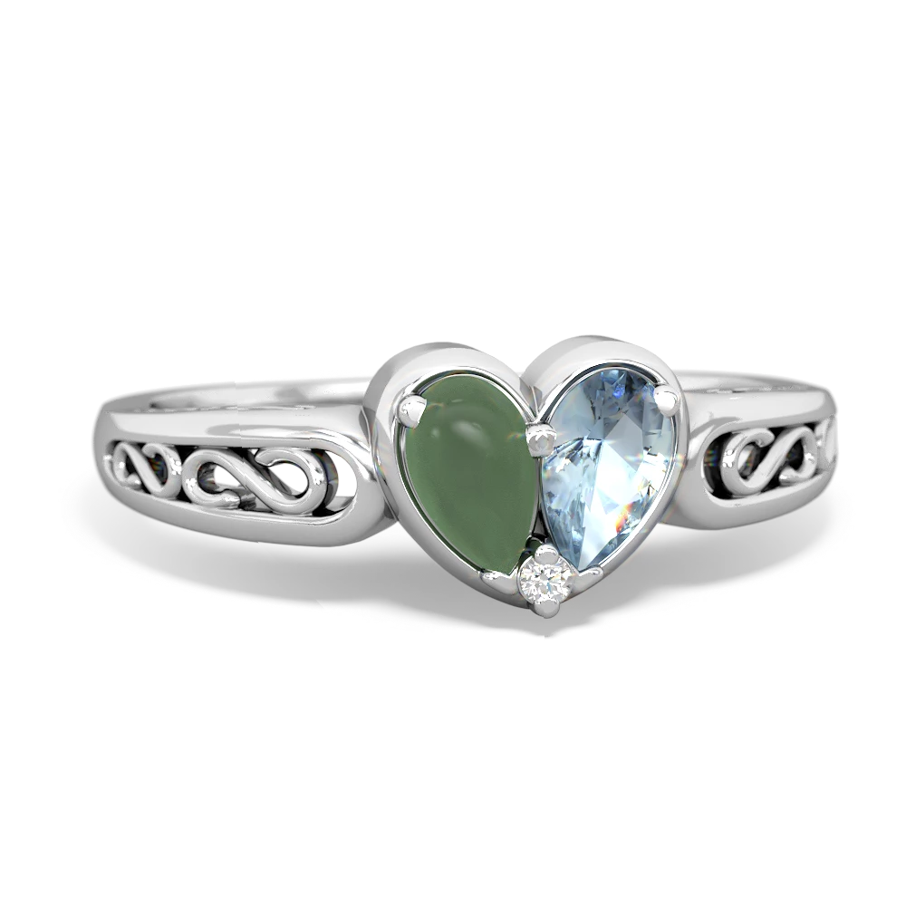 Jade Filligree 'One Heart' 14K White Gold ring R5070