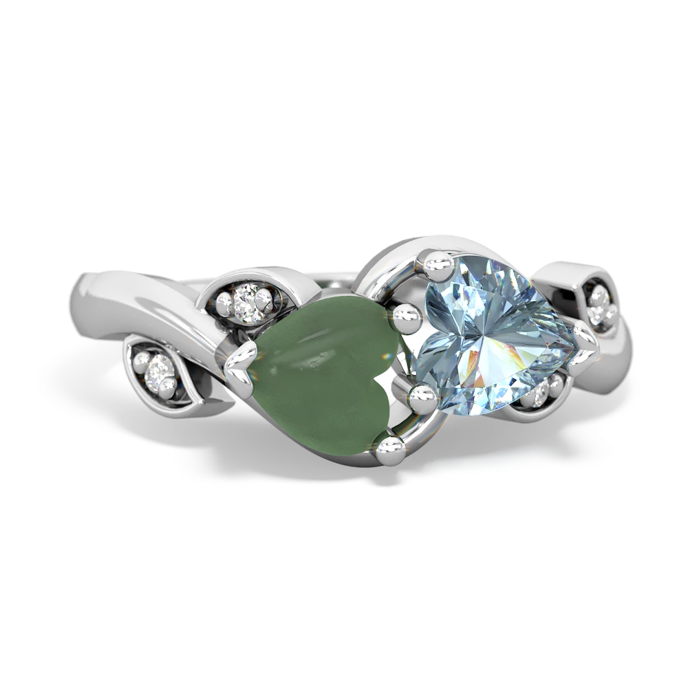 Jade Floral Elegance 14K White Gold ring R5790