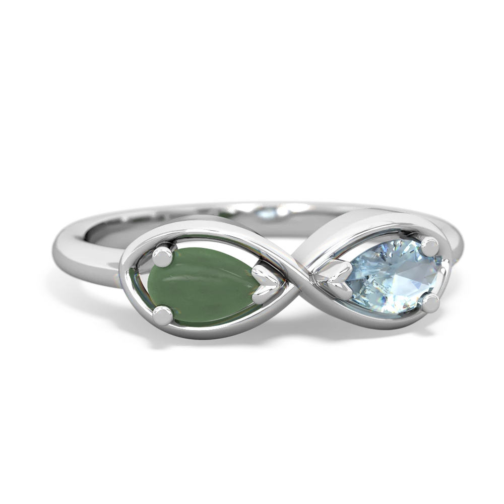 Jade Infinity 14K White Gold ring R5050