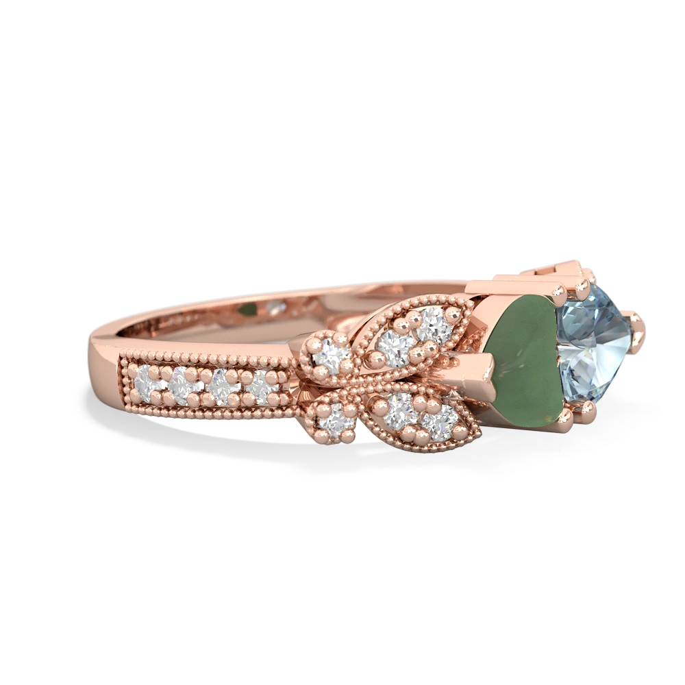 Jade Diamond Butterflies 14K Rose Gold ring R5601