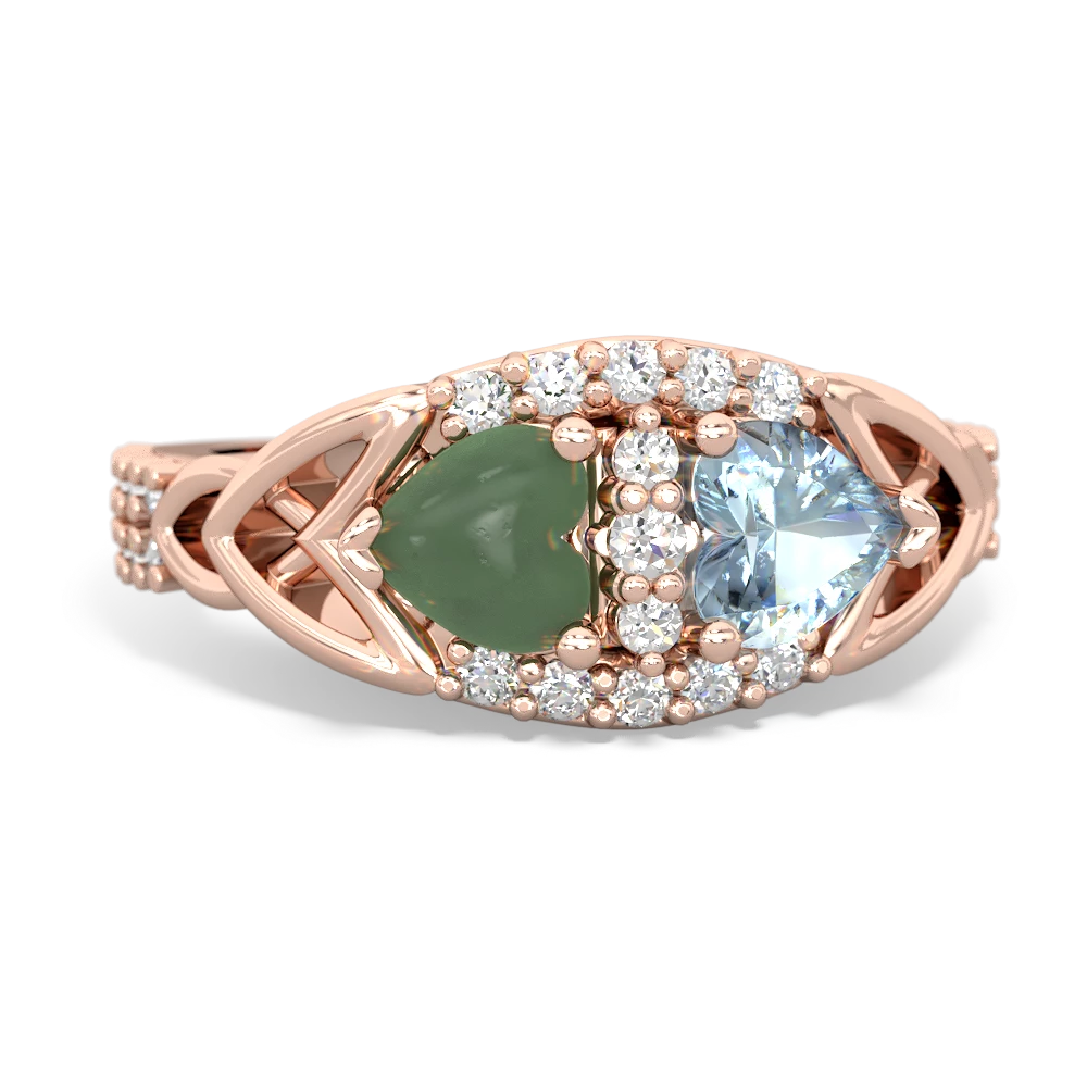 Jade Sparkling Celtic Knot 14K Rose Gold ring R2645