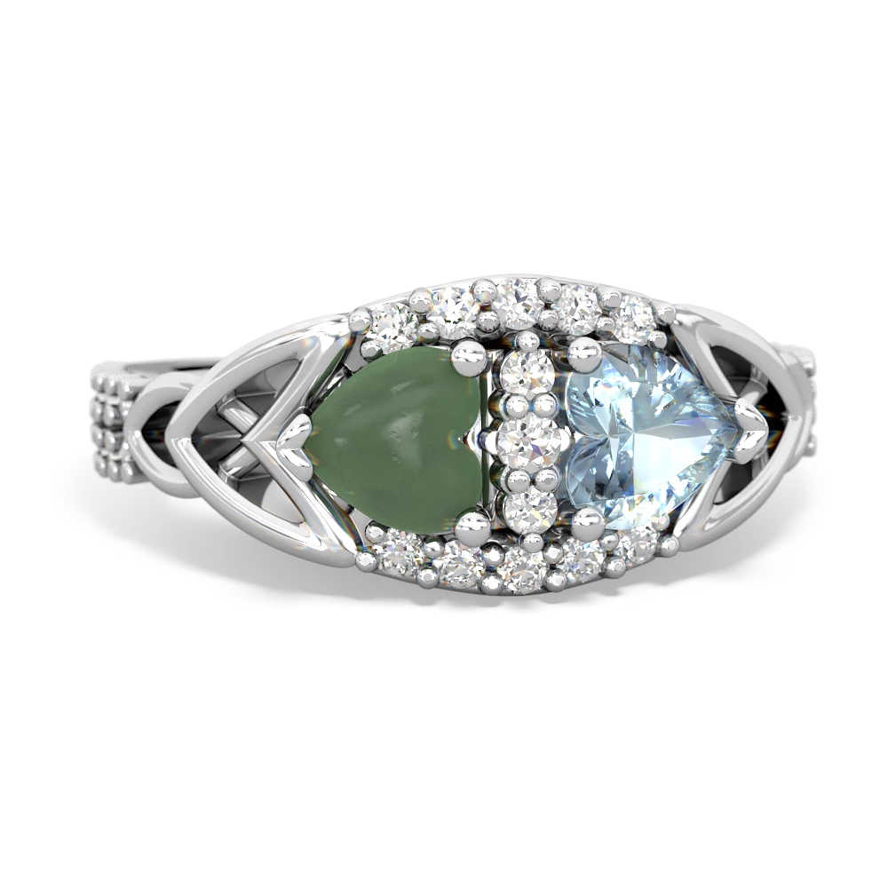 Jade Sparkling Celtic Knot 14K White Gold ring R2645