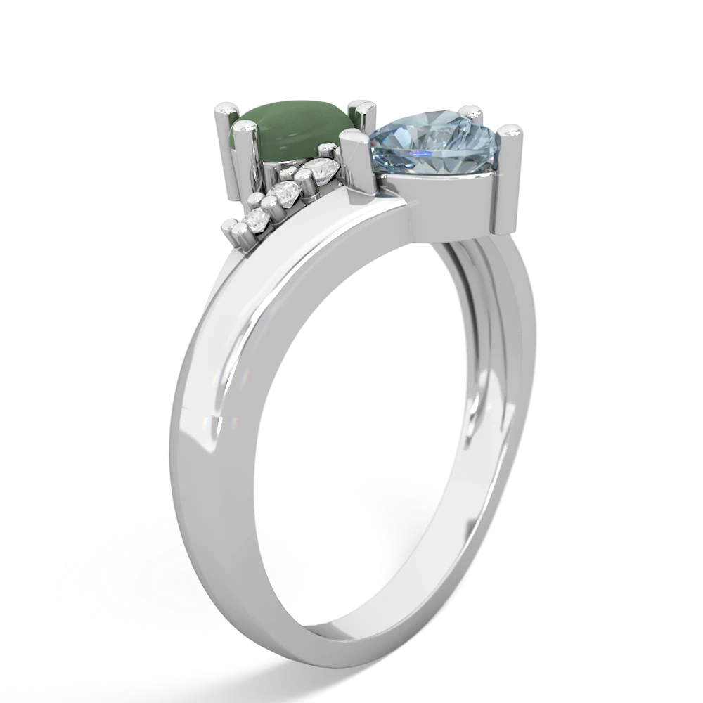 Jade Heart To Heart 14K White Gold ring R2064