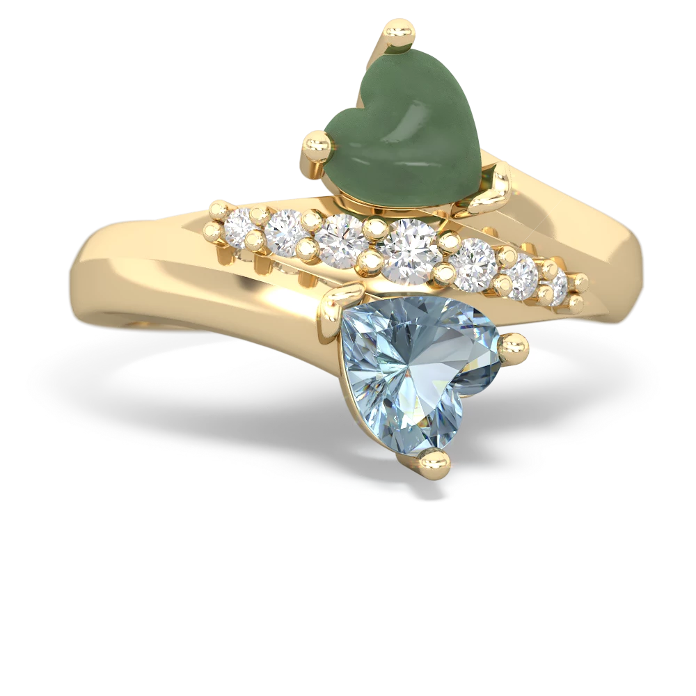 Jade Heart To Heart 14K Yellow Gold ring R2064