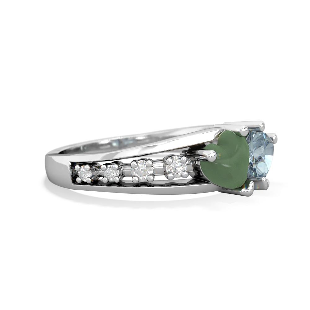 Jade Heart To Heart 14K White Gold ring R3342