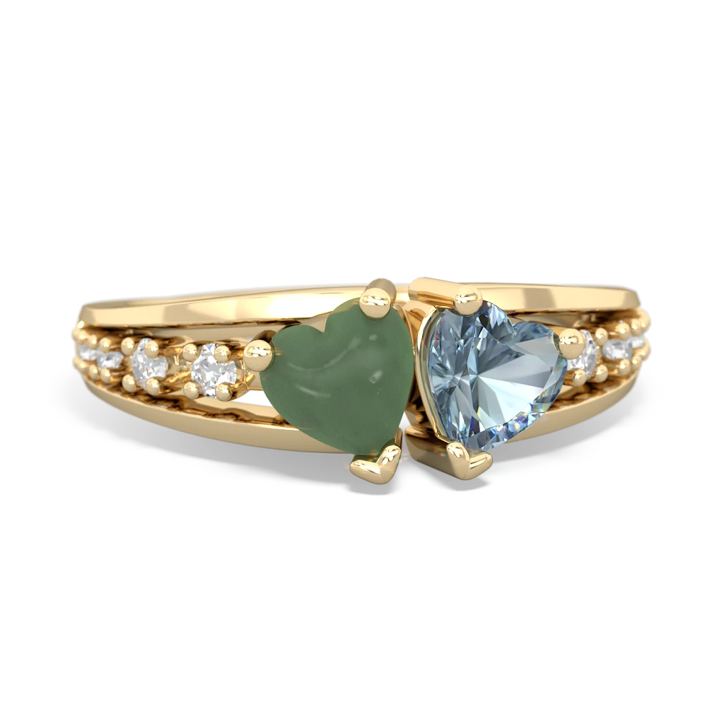 Jade Heart To Heart 14K Yellow Gold ring R3342