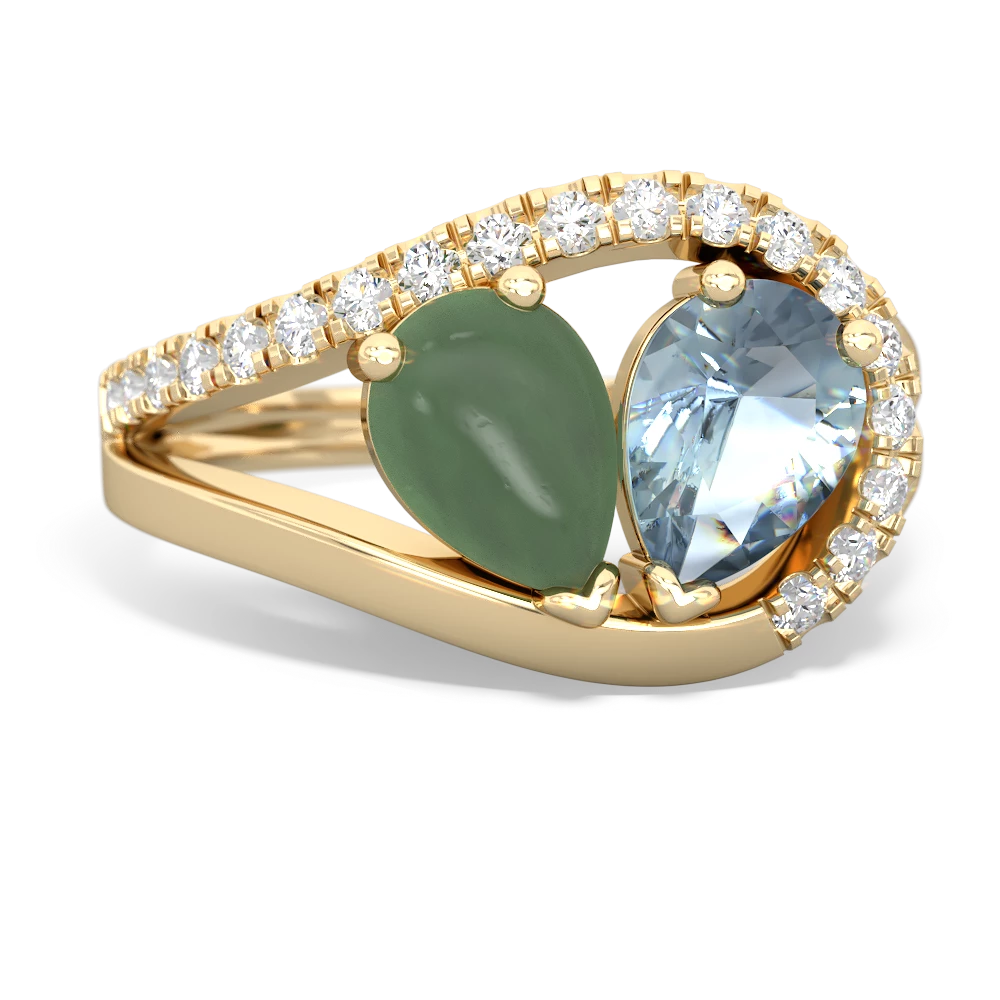 Jade Nestled Heart Keepsake 14K Yellow Gold ring R5650