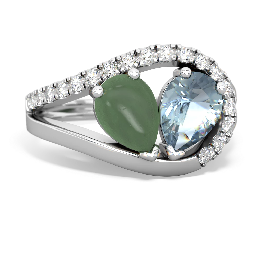 Jade Nestled Heart Keepsake 14K White Gold ring R5650