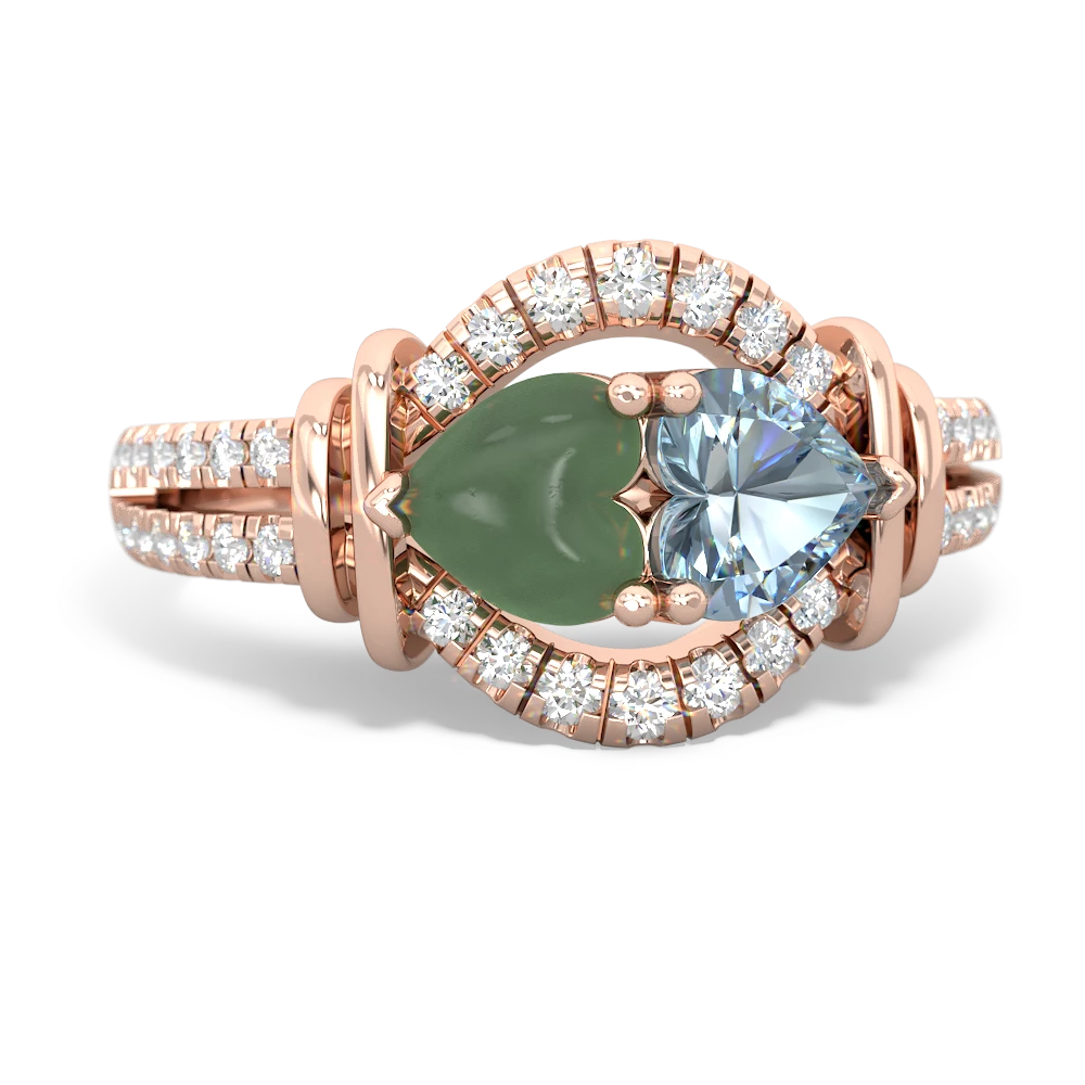 Jade Art-Deco Keepsake 14K Rose Gold ring R5630