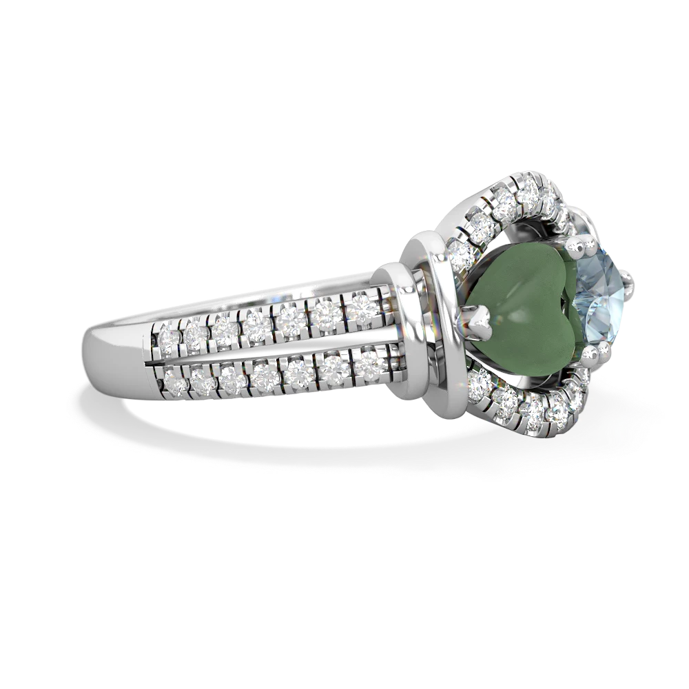 Jade Art-Deco Keepsake 14K White Gold ring R5630