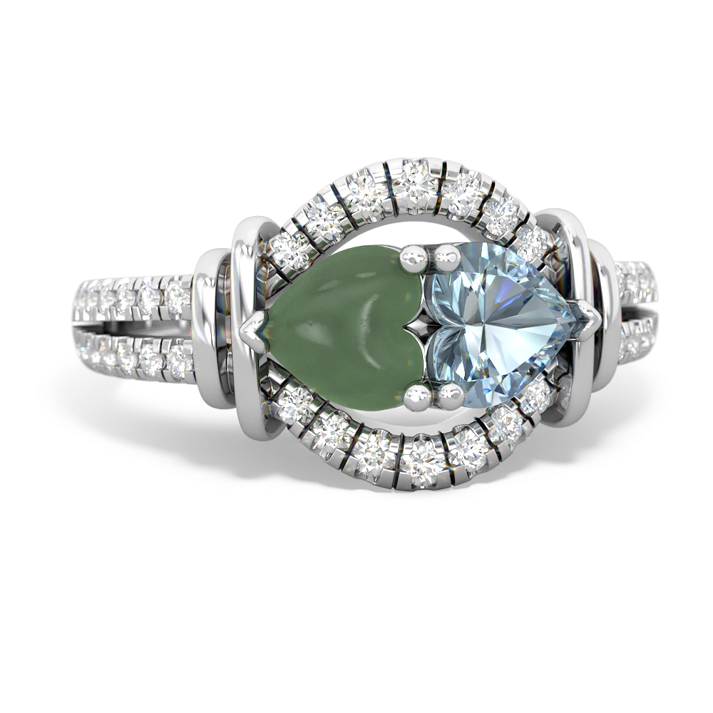 Jade Art-Deco Keepsake 14K White Gold ring R5630