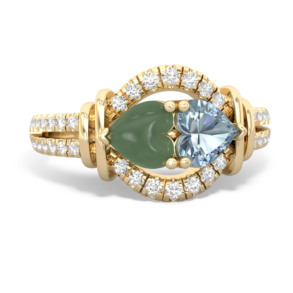 Jade Art-Deco Keepsake 14K Yellow Gold ring R5630