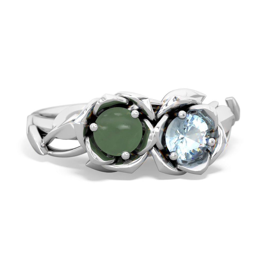 Jade Rose Garden 14K White Gold ring R5510