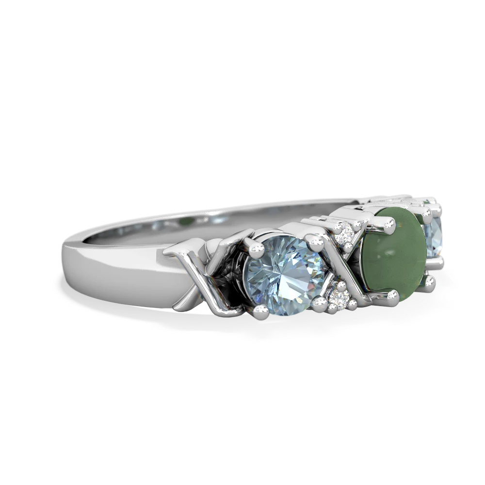 Jade Hugs And Kisses 14K White Gold ring R5016