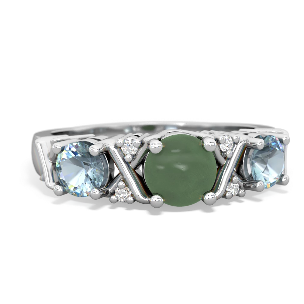 Jade Hugs And Kisses 14K White Gold ring R5016