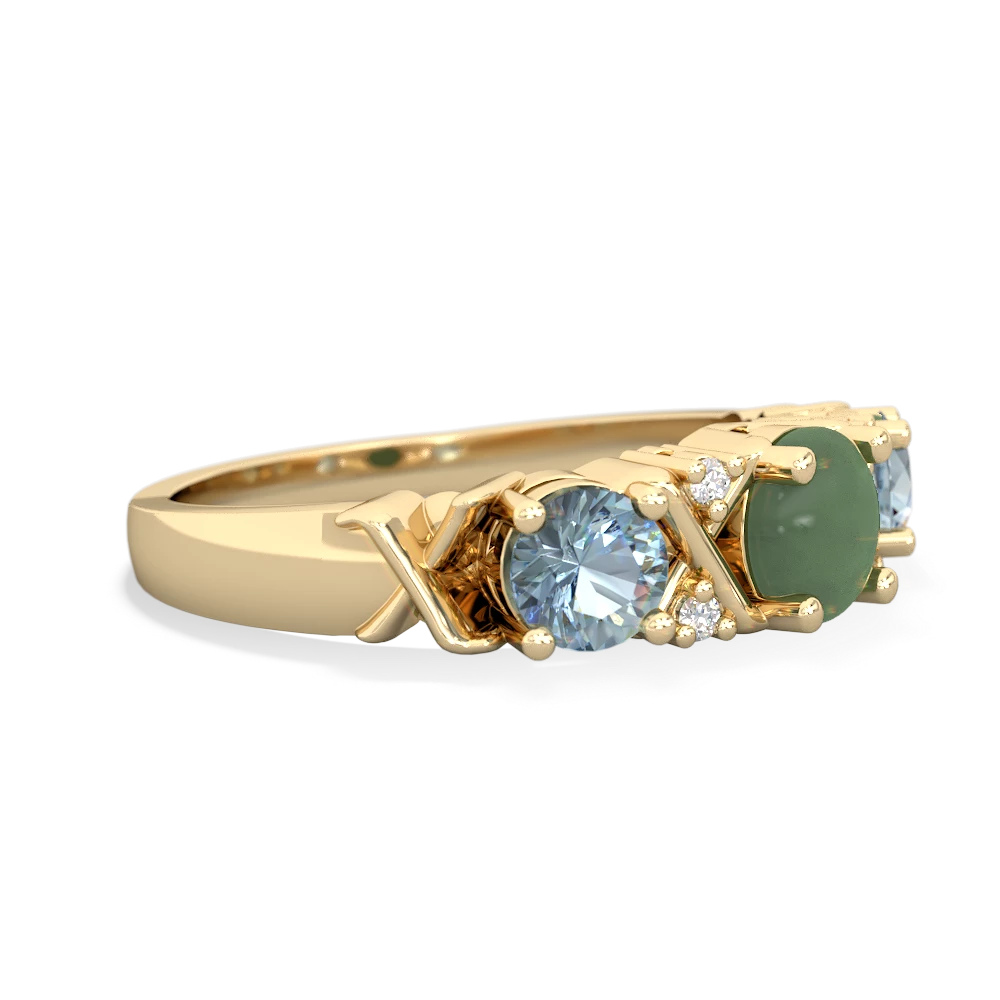 Jade Hugs And Kisses 14K Yellow Gold ring R5016