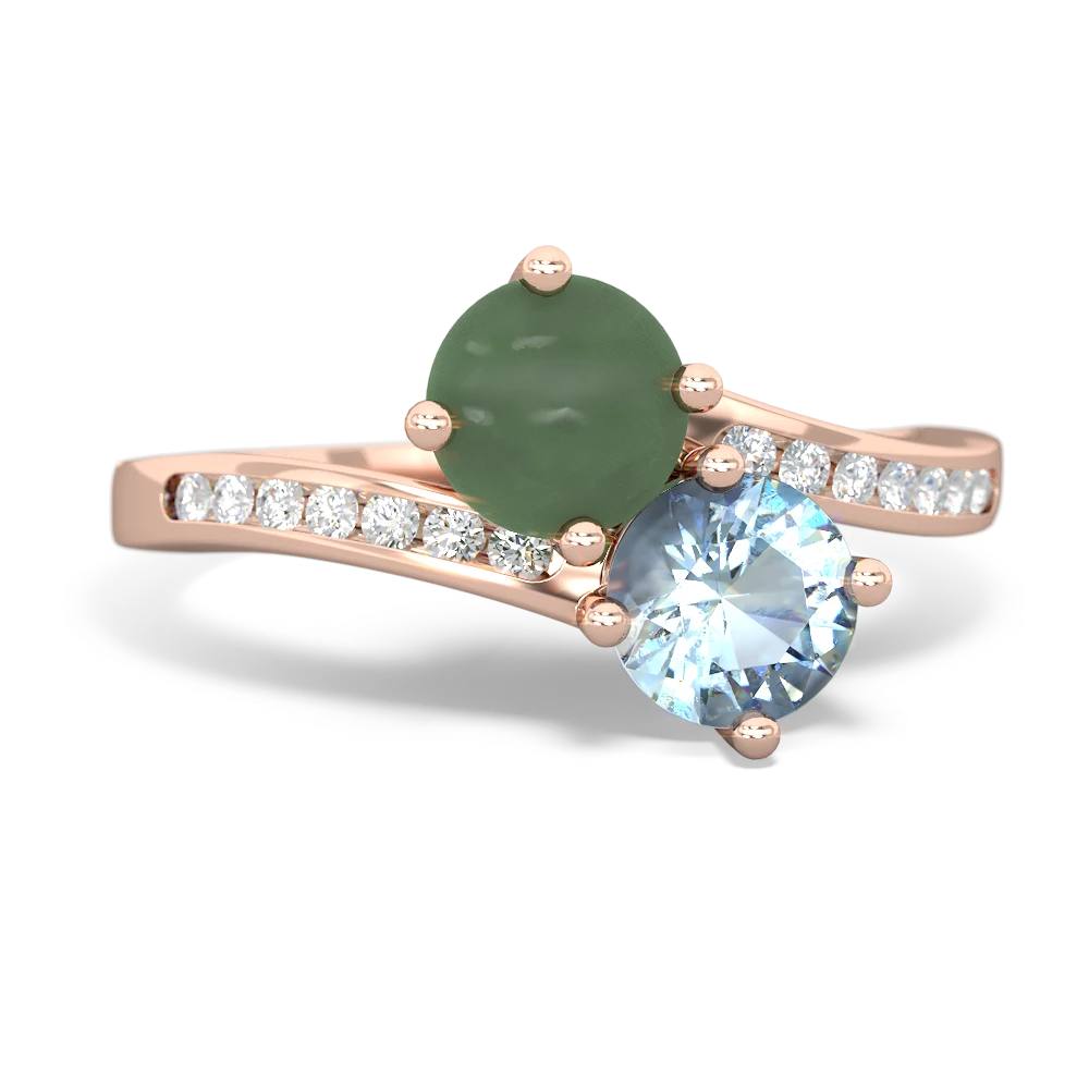 Jade Channel Set Two Stone 14K Rose Gold ring R5303