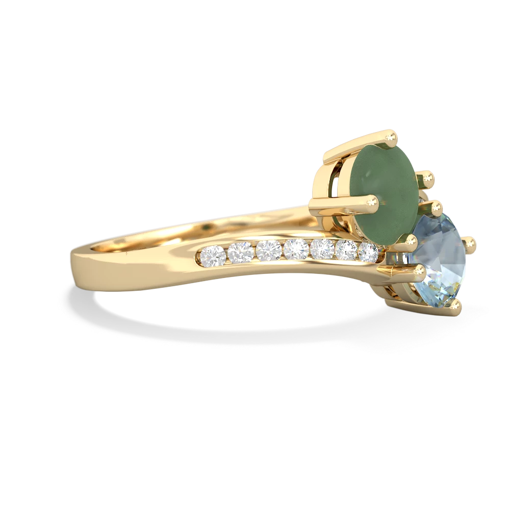 Jade Channel Set Two Stone 14K Yellow Gold ring R5303