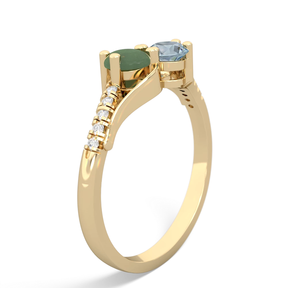 Jade Infinity Pave Two Stone 14K Yellow Gold ring R5285