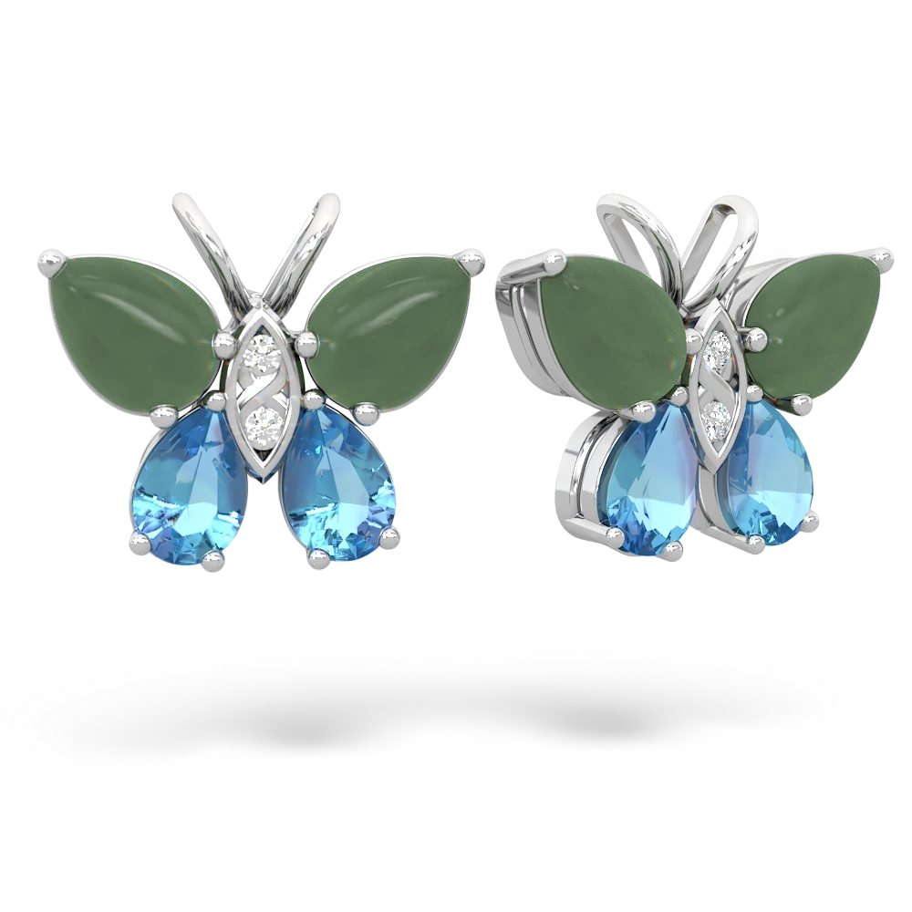 Jade Butterfly 14K White Gold earrings E2215