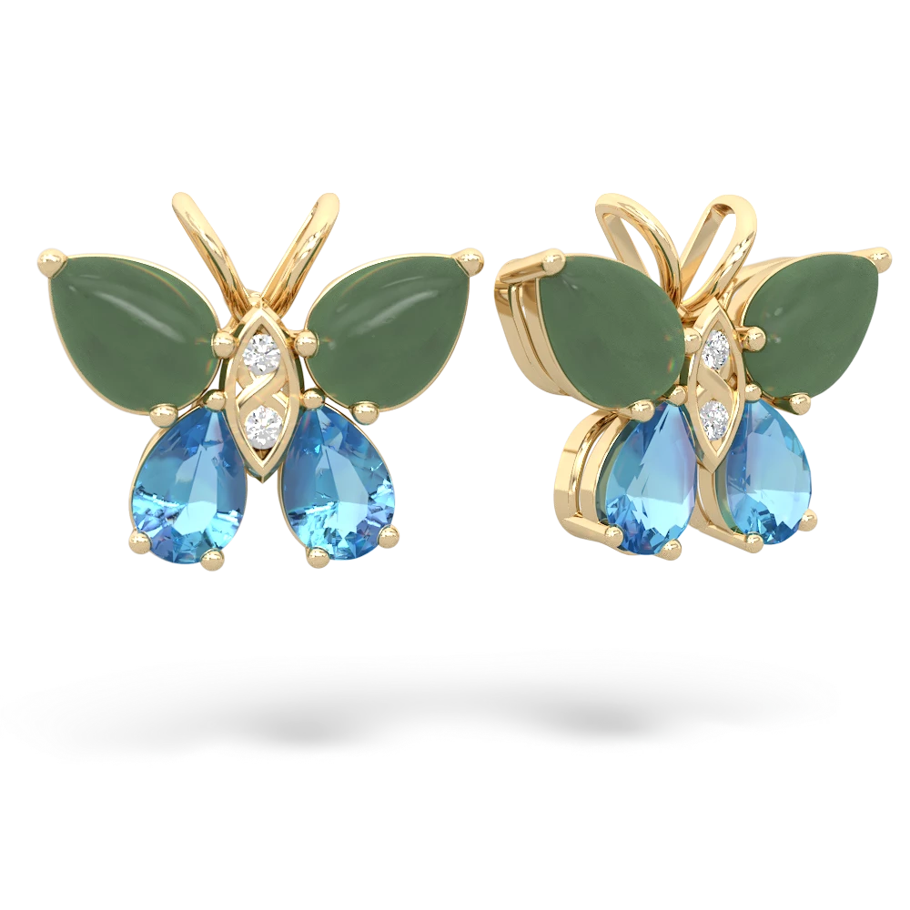 Jade Butterfly 14K Yellow Gold earrings E2215