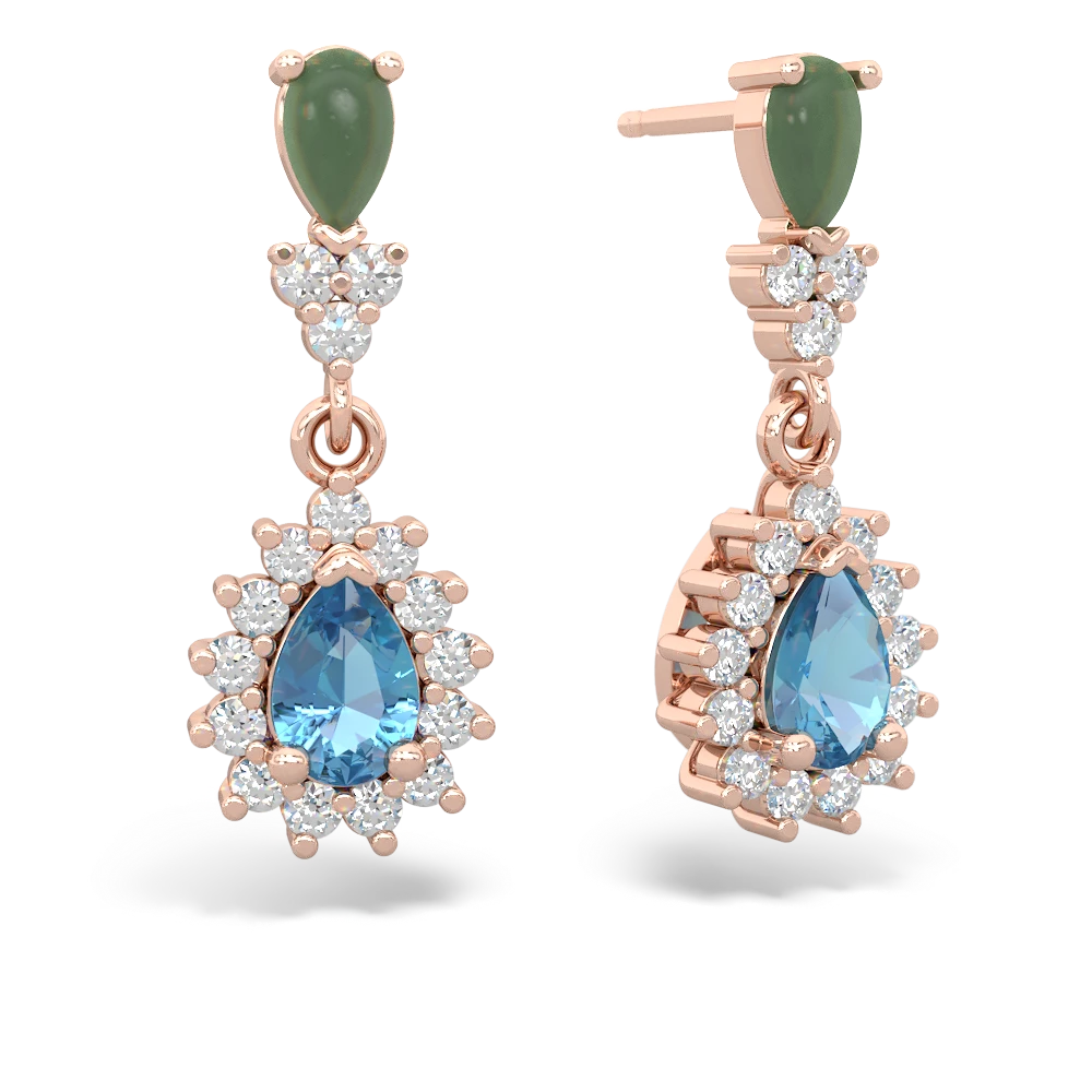 Jade Halo Pear Dangle 14K Rose Gold earrings E1882