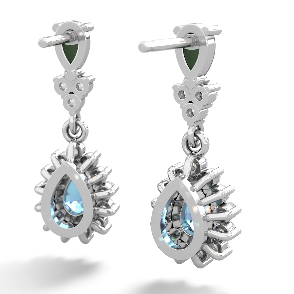 Jade Halo Pear Dangle 14K White Gold earrings E1882