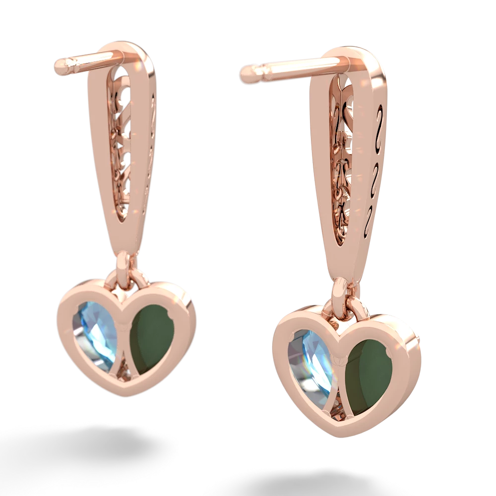 Jade Filligree Heart 14K Rose Gold earrings E5070