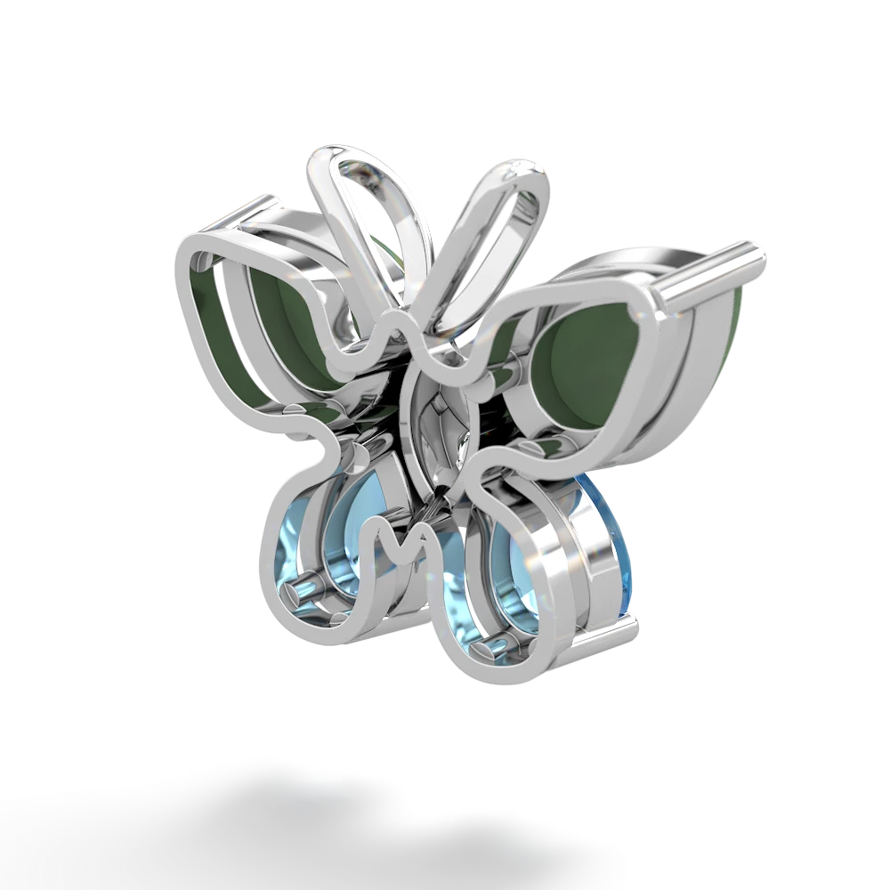 Jade Butterfly 14K White Gold pendant P2215