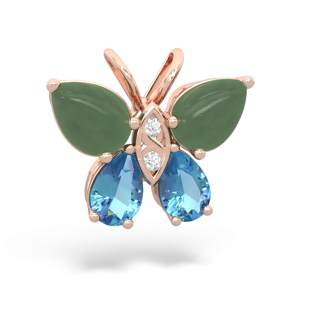 Jade Butterfly 14K Rose Gold pendant P2215