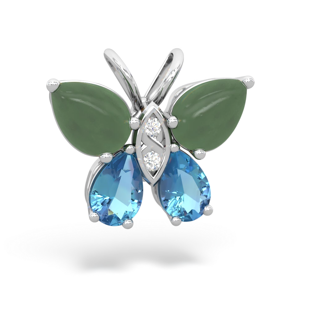 Jade Butterfly 14K White Gold pendant P2215