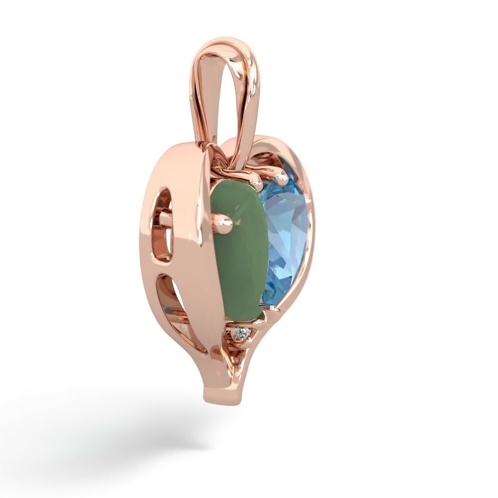 Jade Two Become One 14K Rose Gold pendant P5330